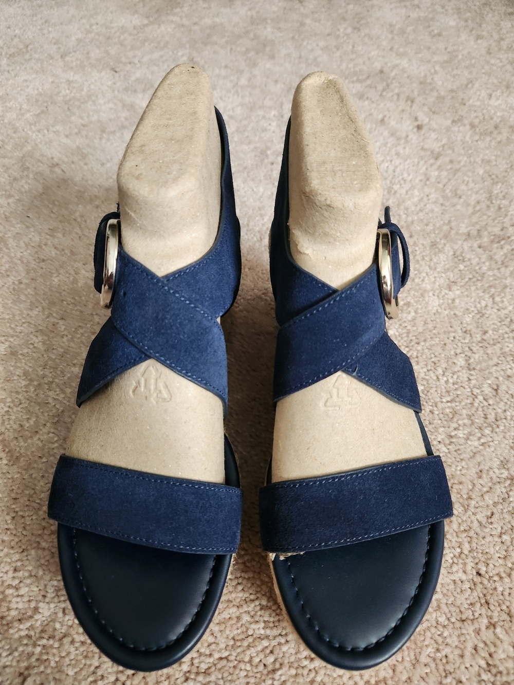 Marc Fisher Navy Suede Crisscross Wedge Sandals